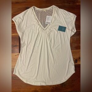 Meadow Rue Anthropologie Cream V-Neck Top